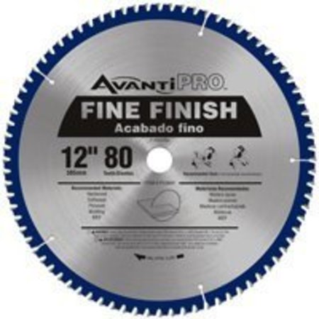 AVANTI PRO Avanti Pro P1280X Circular Saw Blade, 12 in Dia, 1 in Arbor, 80-Teeth, Fine Grade, Steel P1280X